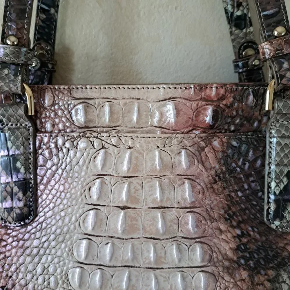 Brahmin Ashlee Tote Bag Diamondback Ombre Snake Crocodile Embossed Leather